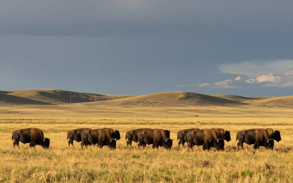 American bison herd on Great Plains grasslands