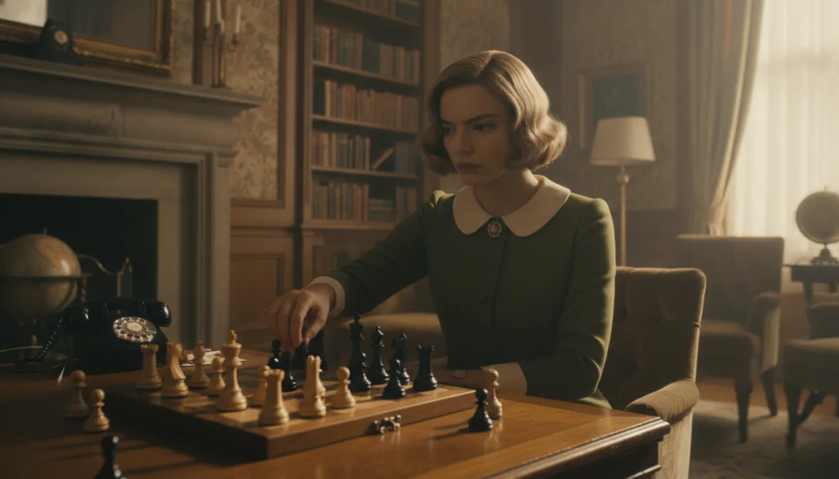 Anya Taylor-Joy in period drama chess scene