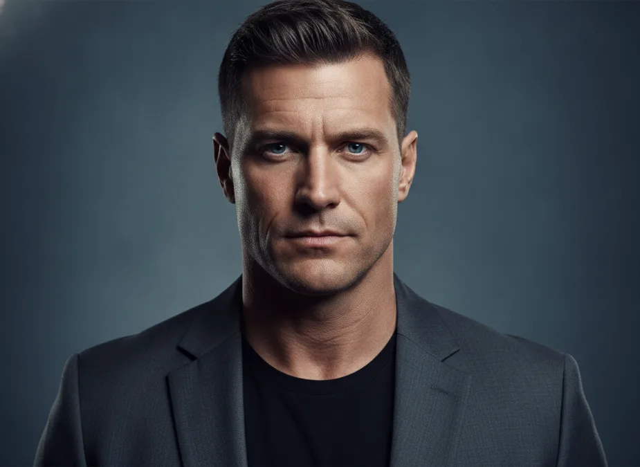 Athletic actor portrait with strong presence