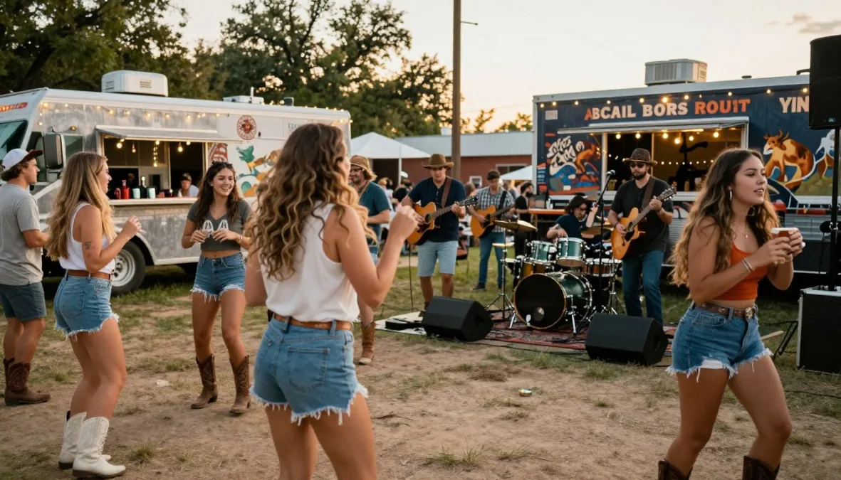 Austin Texas live music scene with singles enjoying outdoor concert