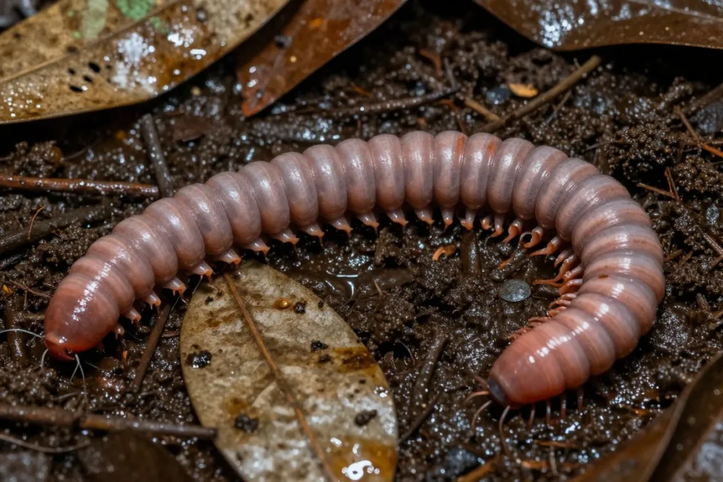 Australian giant earthworm from Queensland showing distinctive features and natural habitat environment