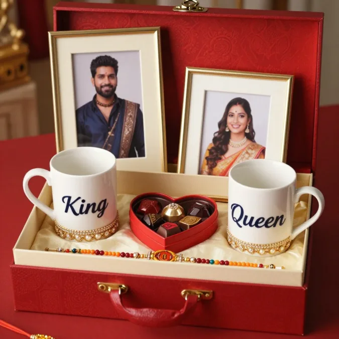 Bhaiya bhabhi rakhi set with coordinating dual rakhis and couple gifts