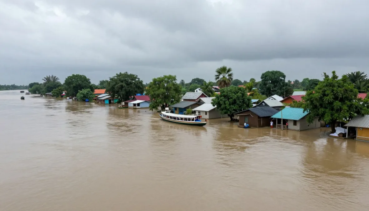 Bihar floods 2008 Kosi river water near homes
