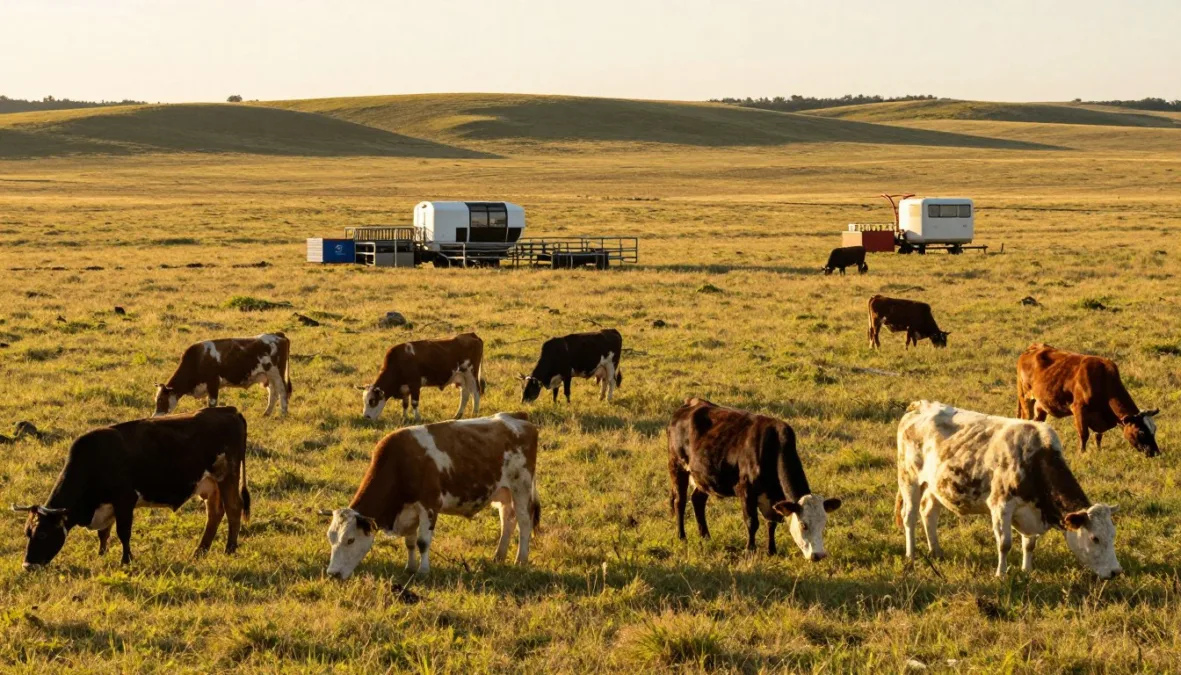 Cattle ranch showing beef production scale and farming practices