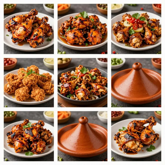 Chicken dishes from different cultures showing global culinary diversity