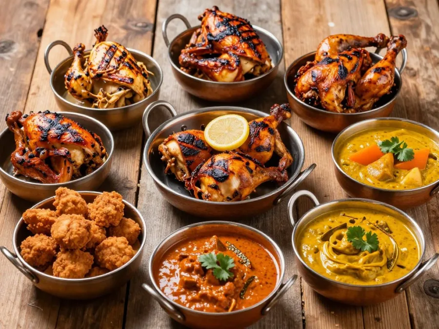 Chicken meat prepared in various global dishes showing consumption variety