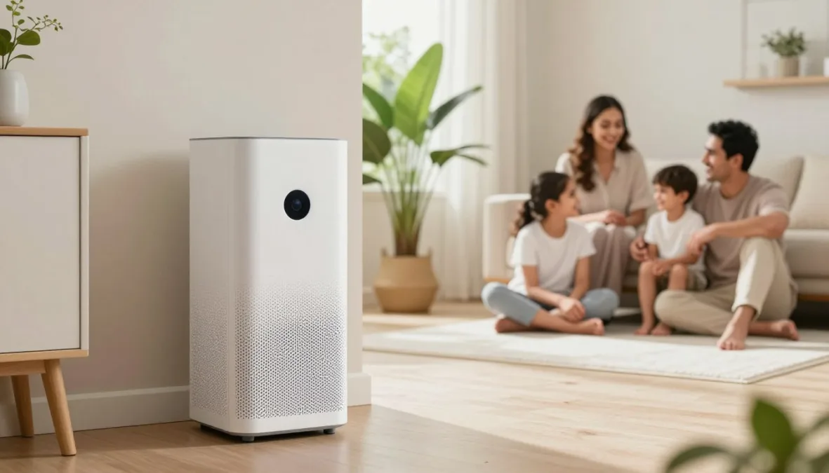 Clean healthy Indian home with air purifier
