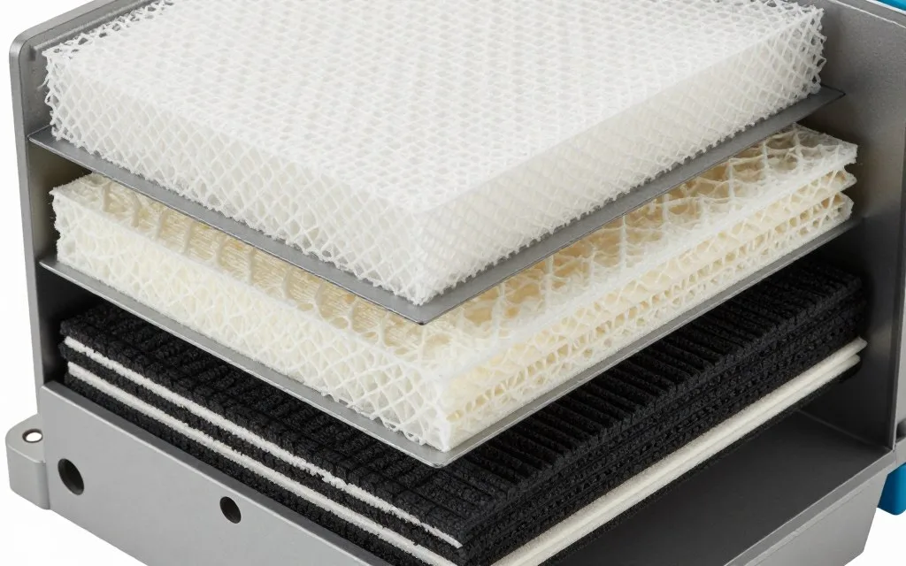Close-up of Honeywell Air Touch V2 filter system layers