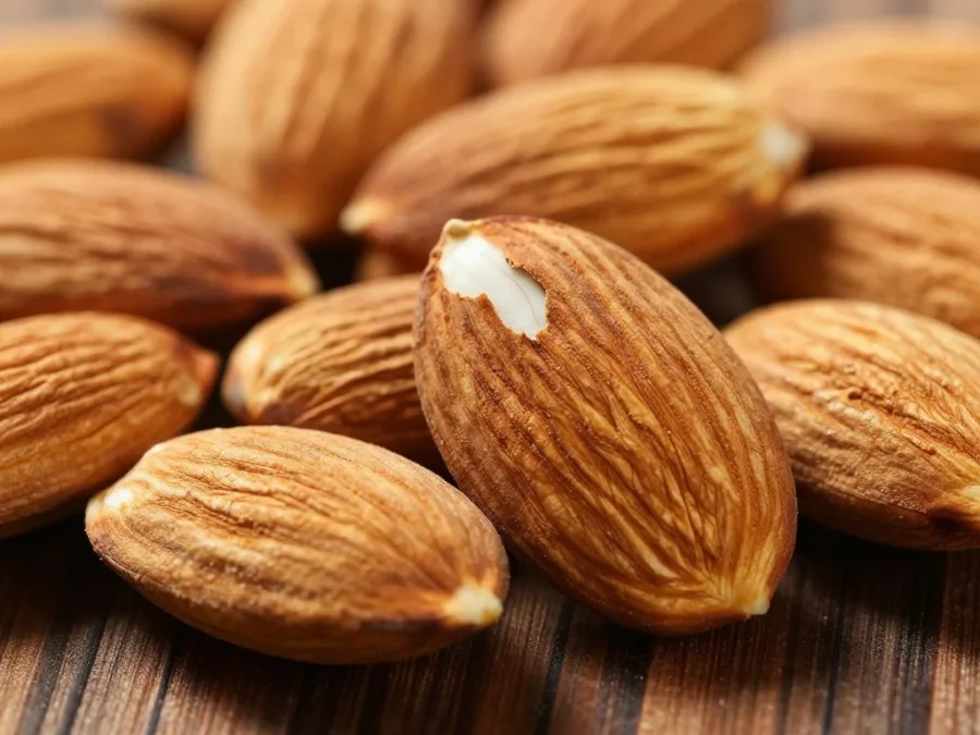 Close-up of premium California almonds showing quality