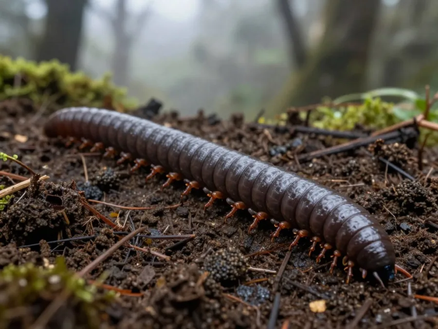 Colombian giant earthworm in Andean mountain soil showing distinctive characteristics