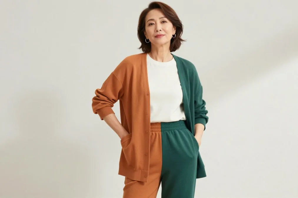 Color-blocked outfit for women over 50