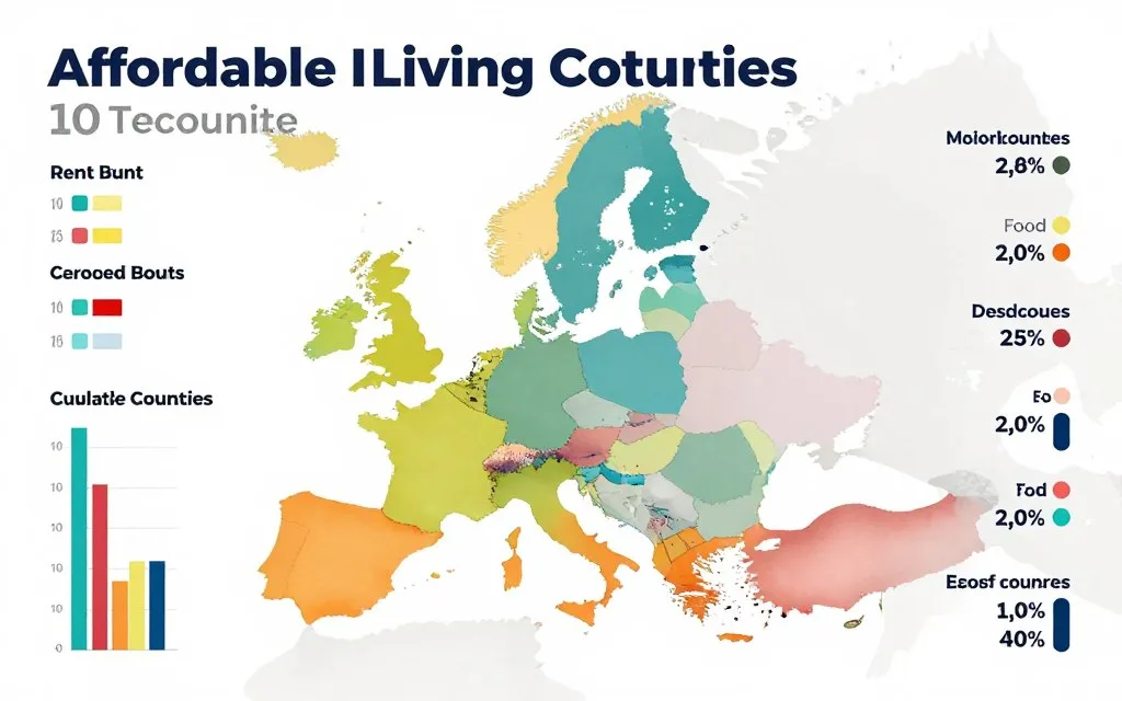 Comparison infographic showing cost of living across European countries