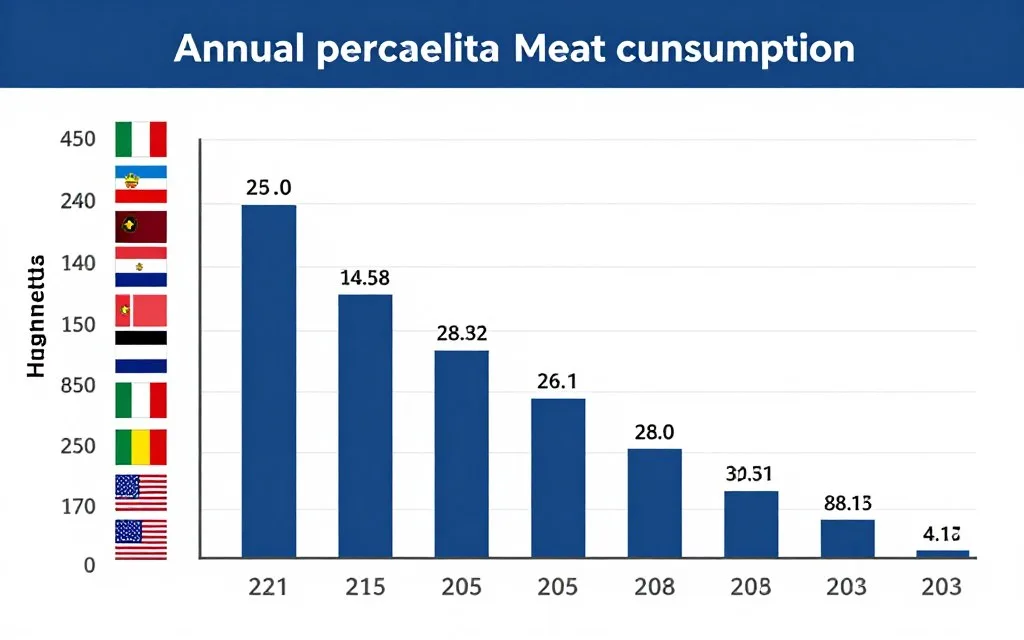 Comparison of meat consumption per capita across different countries