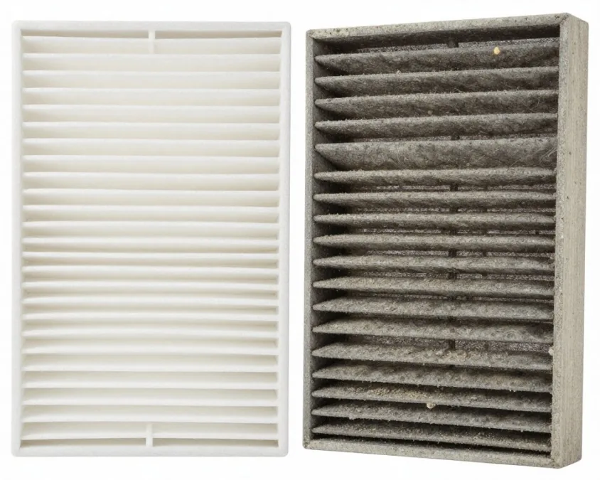 Comparison of new versus old dirty air purifier filter
