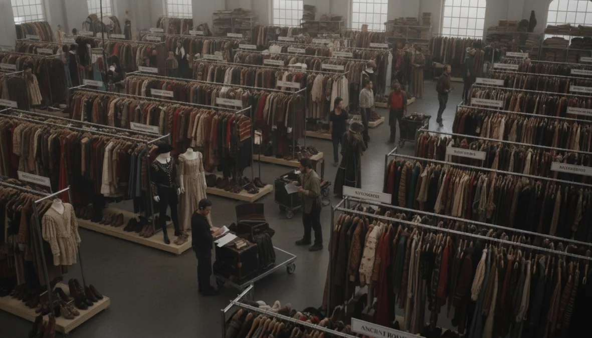 Costume department preparing elaborate wardrobe
