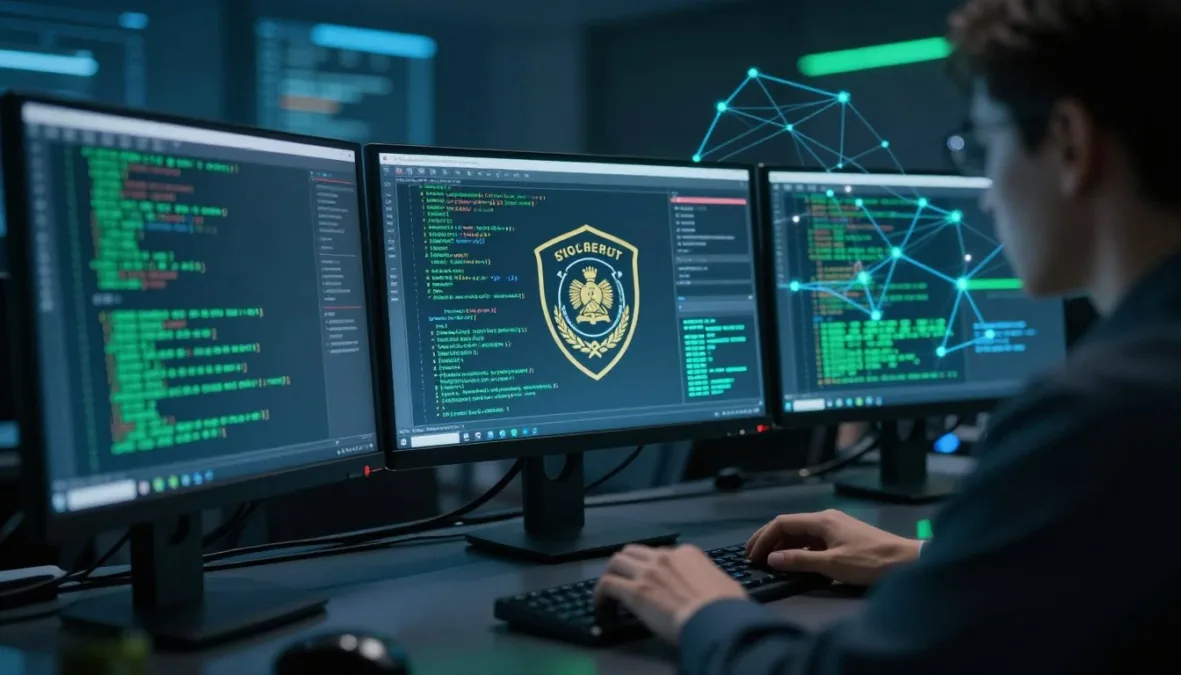 Cybercrime investigation showing digital forensics and international cooperation