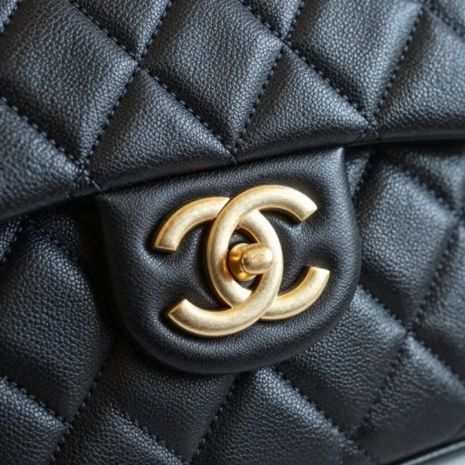 Detailed close-up of Chanel quilting and hardware