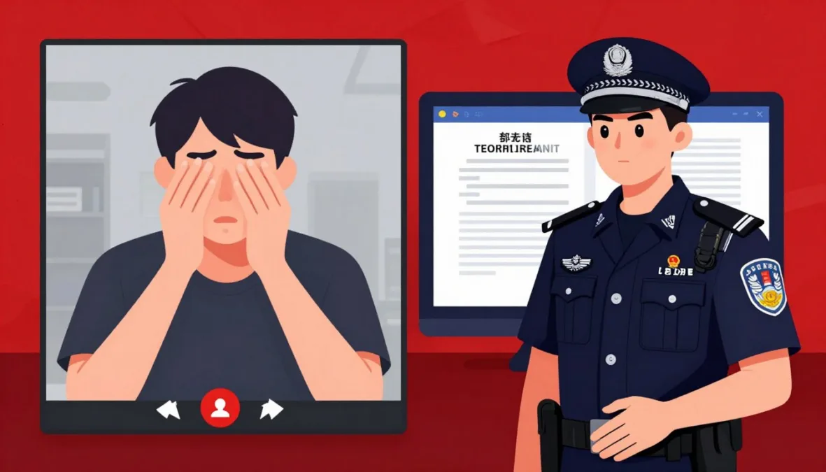 Digital arrest scam showing fake police video call interface