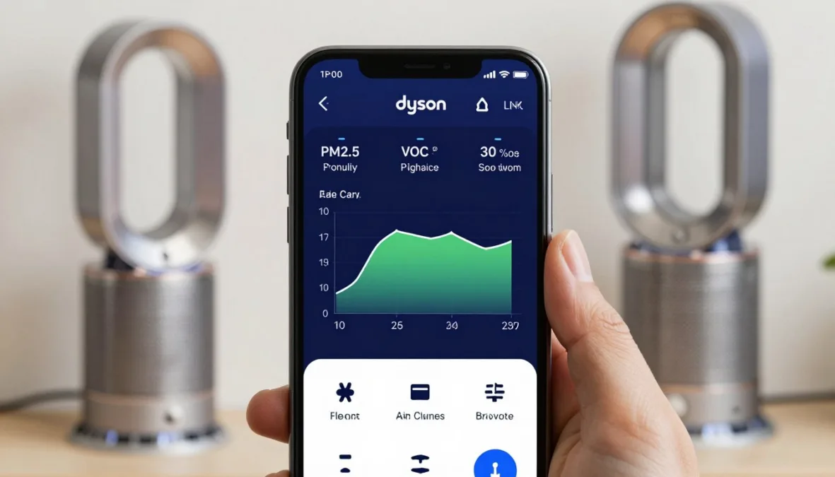 Dyson Link app showing air quality data and controls