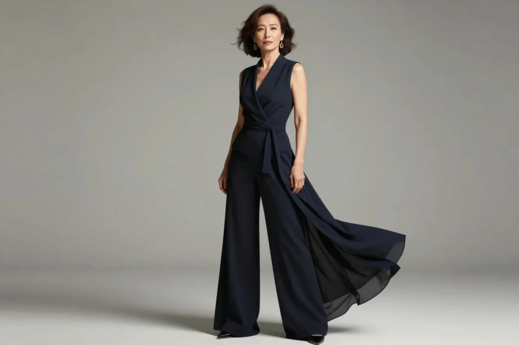 Elegant wide-leg pants styled for women over 50