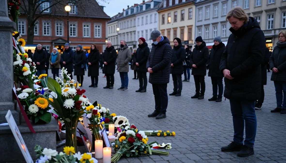 European city memorial for terrorism victims showing flowers and tributes