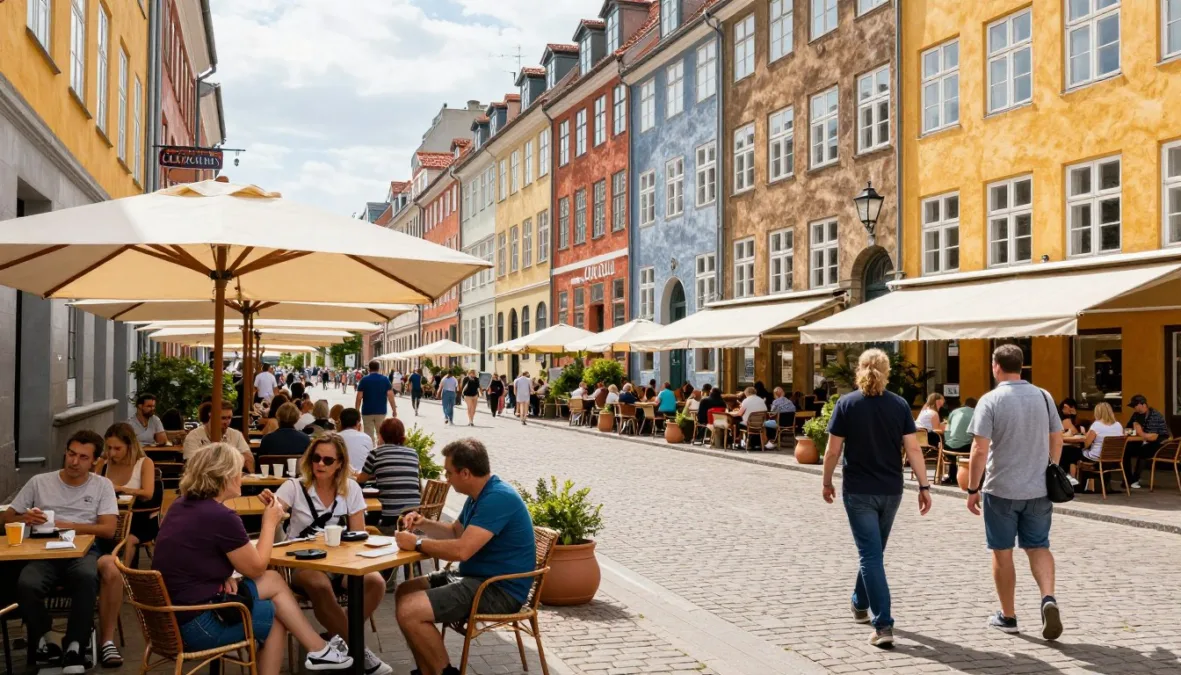 European street scene showing affordable living and cultural richness