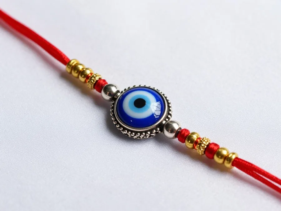 Evil eye rakhi with protective charm design