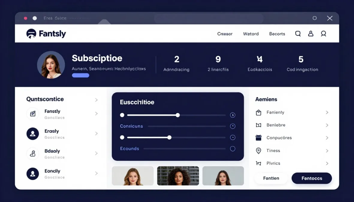 Fansly platform interface for adult content creators showing dashboard and monetization features