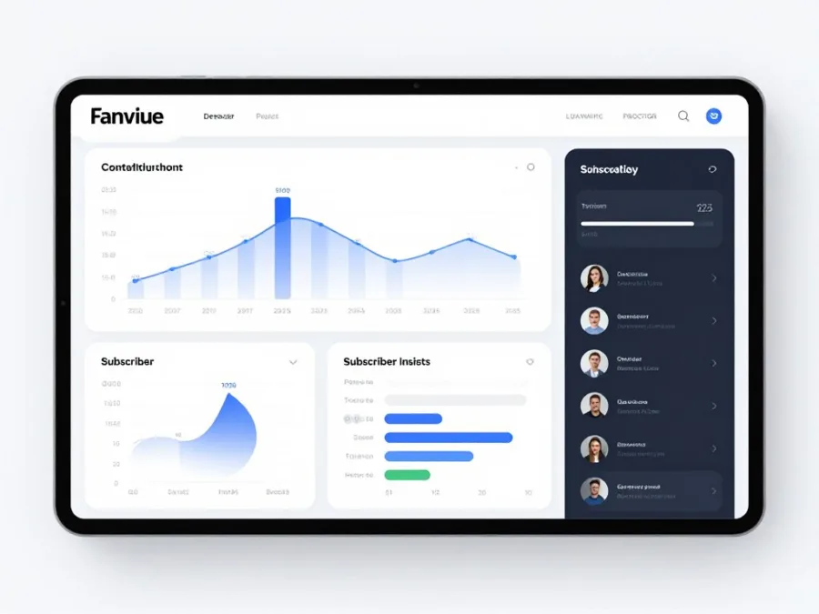Fanvue platform showing advanced analytics and creator tools for content monetization