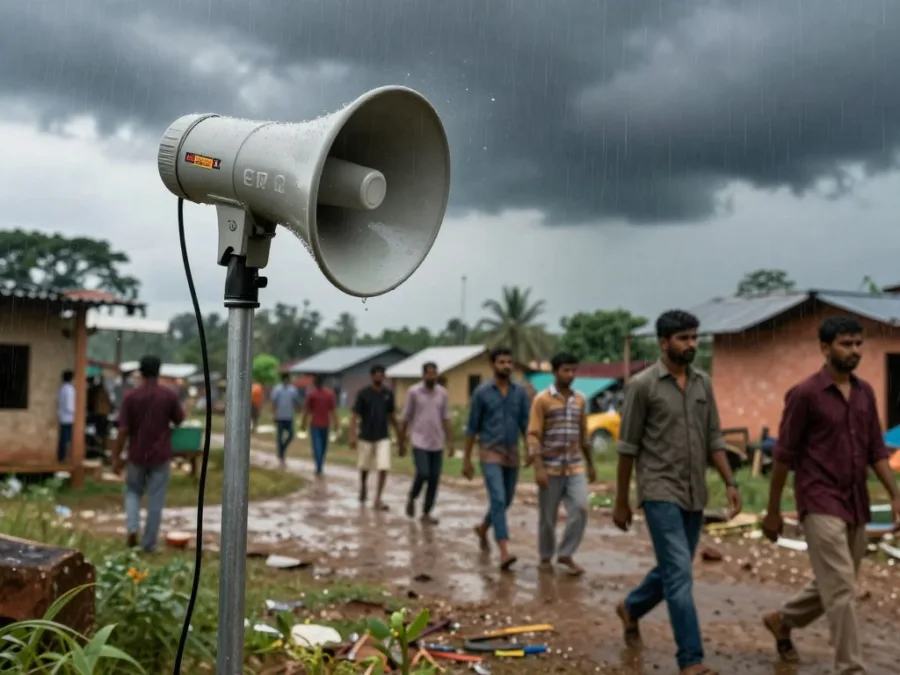 Flood warning siren and Indian settlement