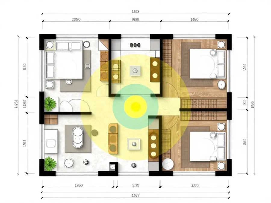 Floor plan showing air purifier placement considerations