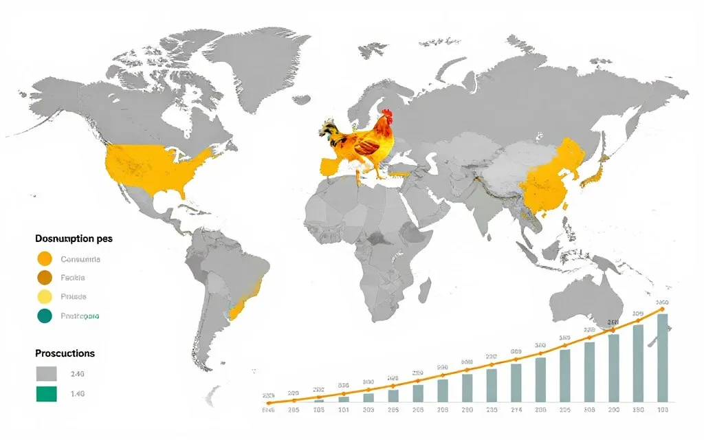 Global chicken consumption map showing regional preferences and statistics