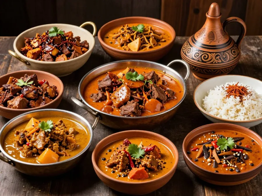 Goat meat preparations from various cultures showing global diversity