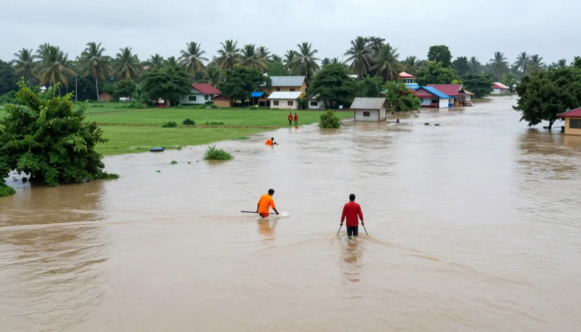 Gujarat floods 2006 swollen river near village