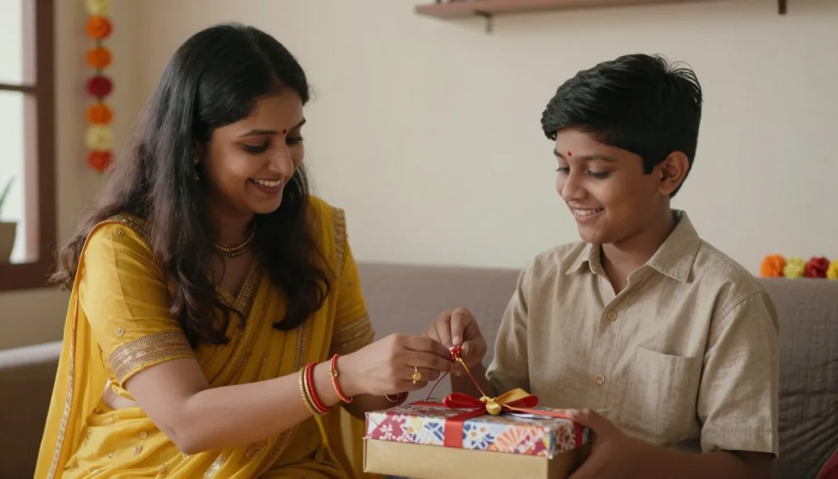Happy siblings celebrating raksha bandhan together