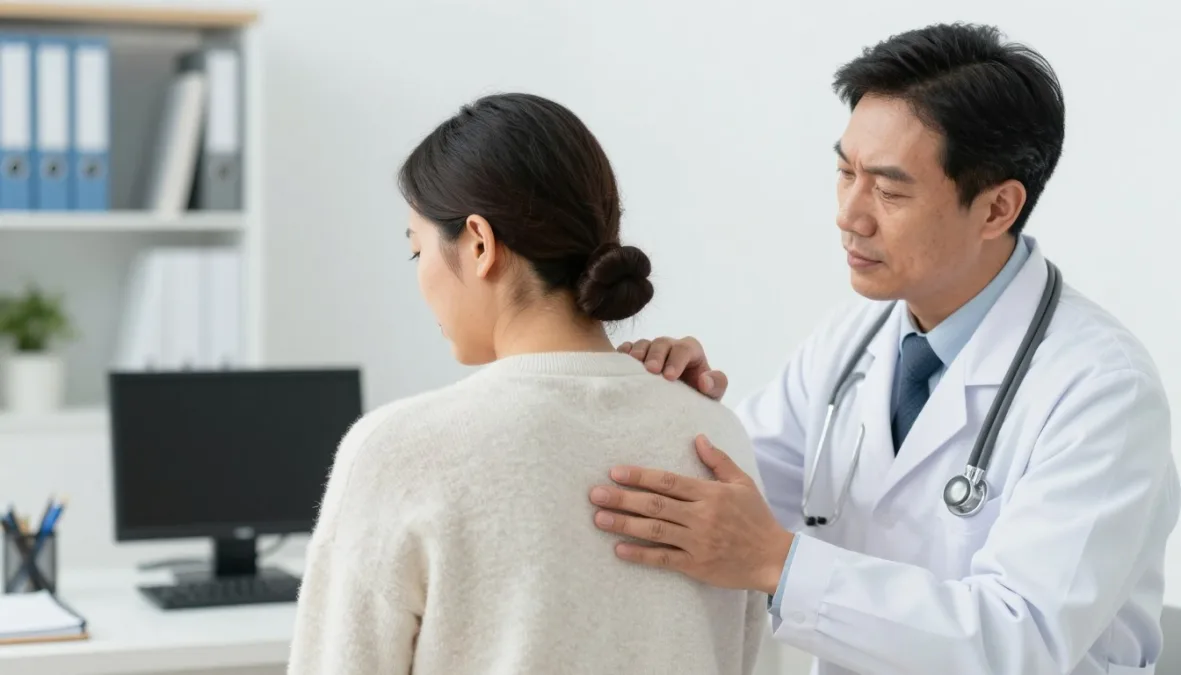 Healthcare professional consultation for back pain evaluation