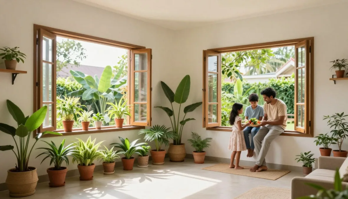 Healthy Indian home with plants and open windows