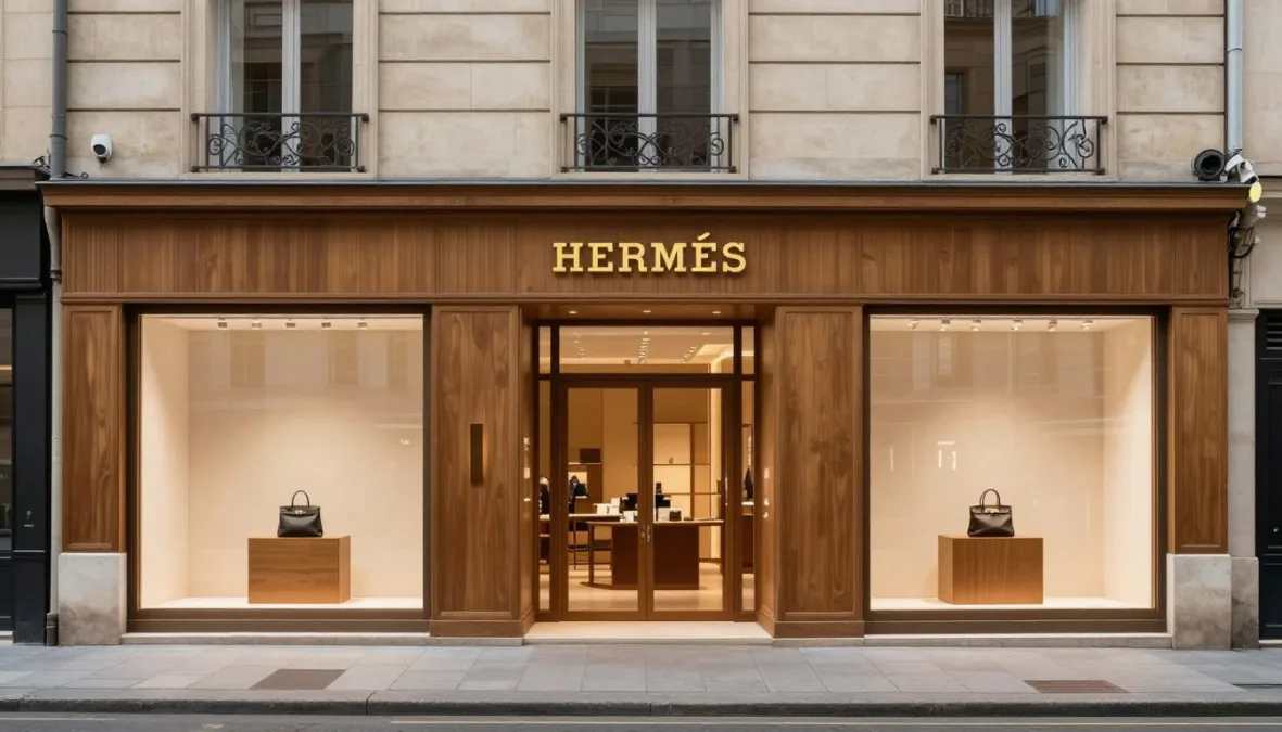 Hermès store exterior on luxury shopping street