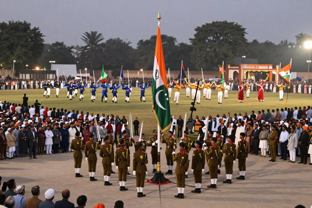 Indo-Pakistan border ceremony at Wagah
