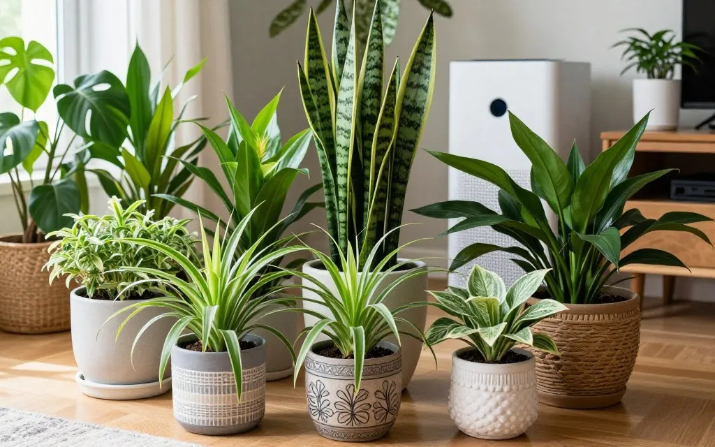 Indoor air-purifying plants in Indian home