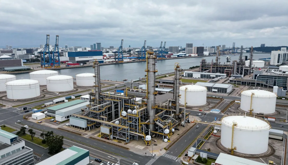 Japanese industrial facilities during the 2026 Strait of Hormuz War energy crisis