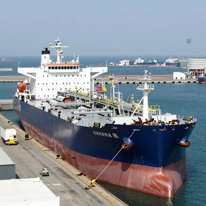 Japanese oil tanker at alternative supply port during 2026 crisis