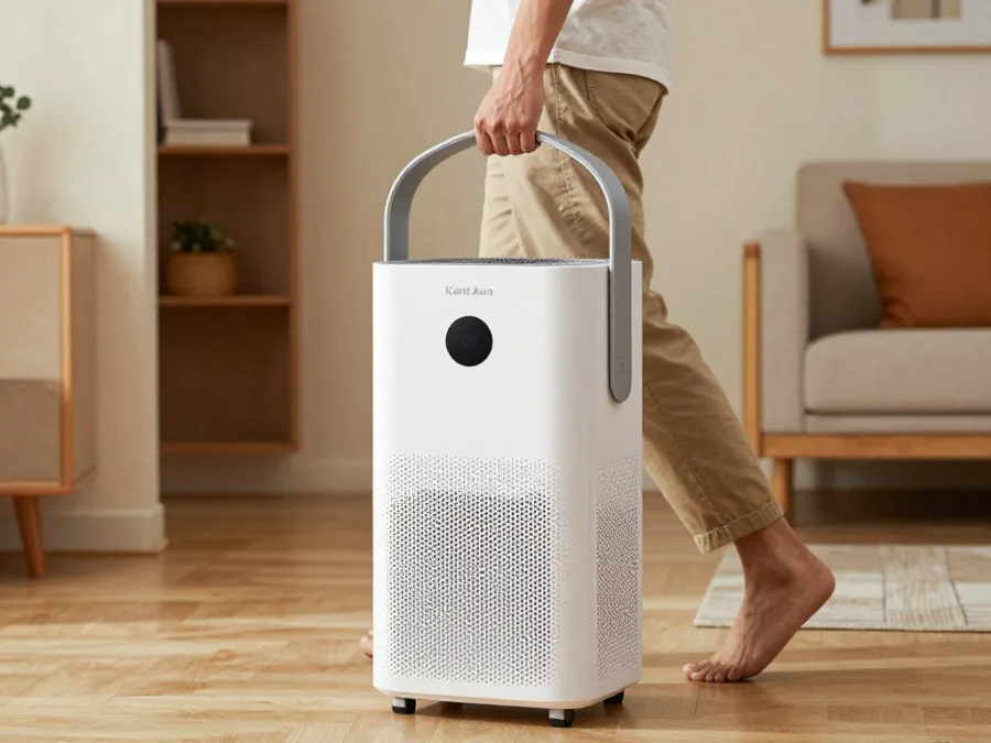 Kent Aura portable air purifier being carried