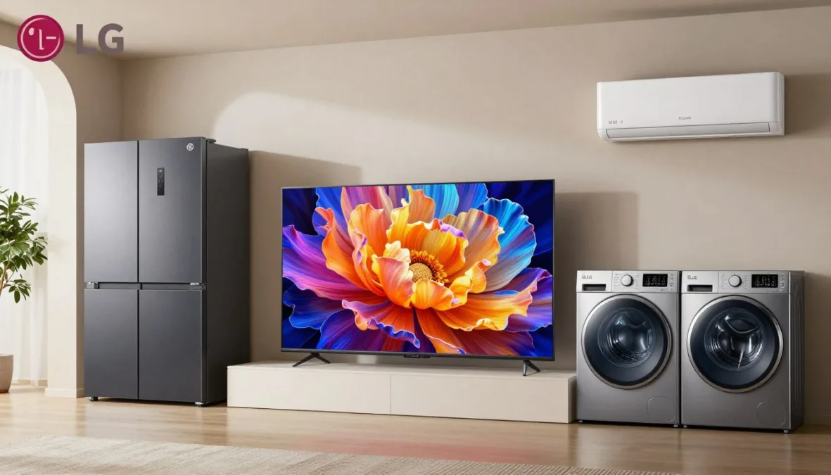 LG smart home appliances and OLED television display