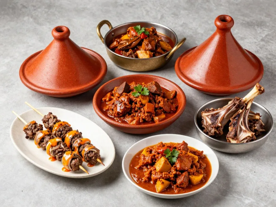 Lamb and mutton dishes from various cultures showing global preparations