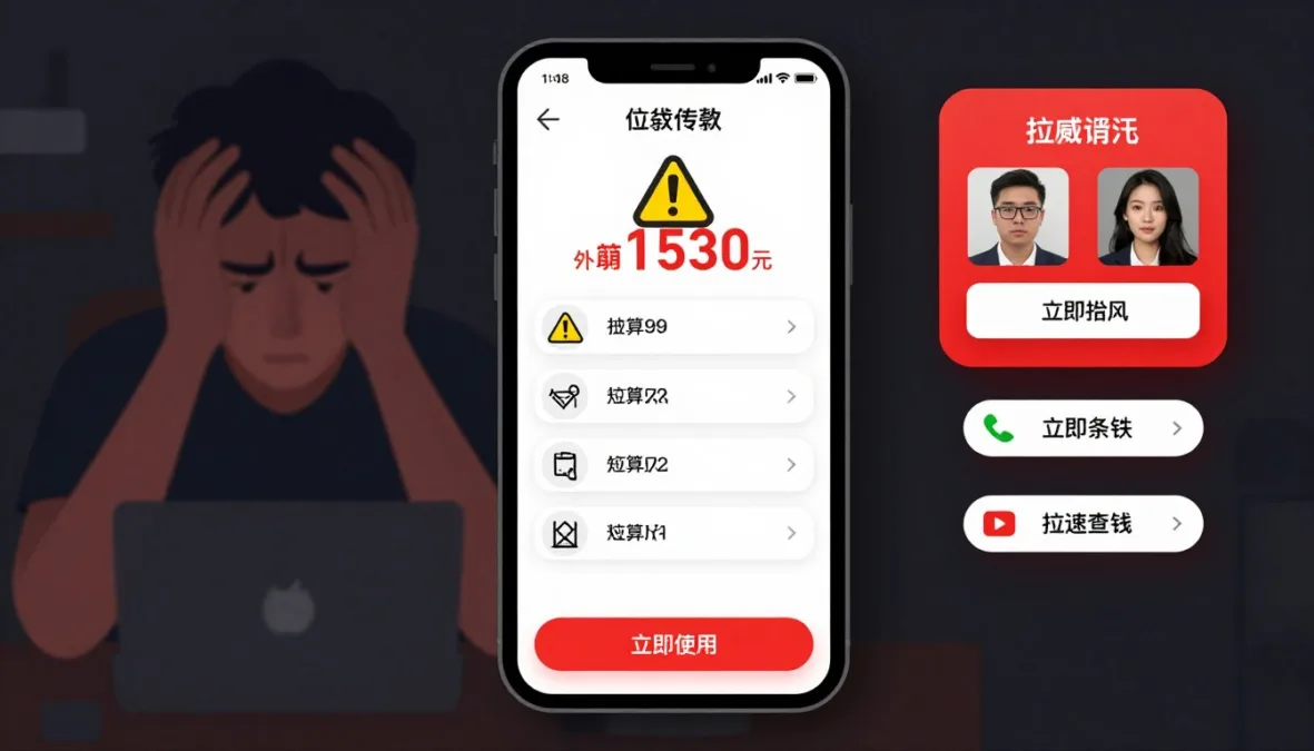 Loan app fraud showing predatory lending application interface