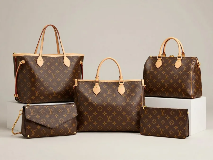 Louis Vuitton Monogram bags collection display