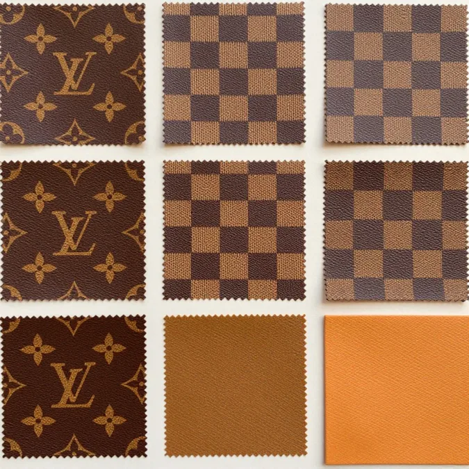 Louis Vuitton material samples showing different patterns