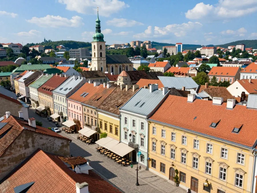 Lviv Ukraine showing colorful historic architecture and vibrant city life
