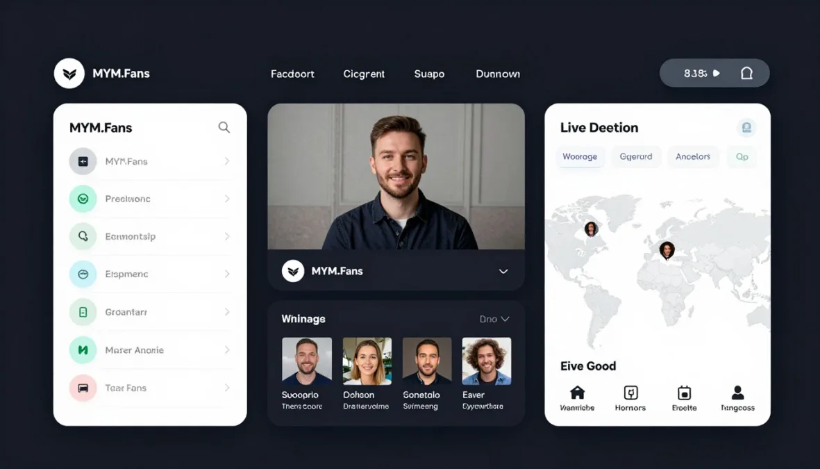 MYM.Fans international platform showing multi-language support and monetization features for content creators